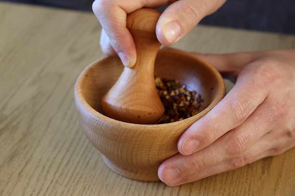 Mortier bois outils cuisine