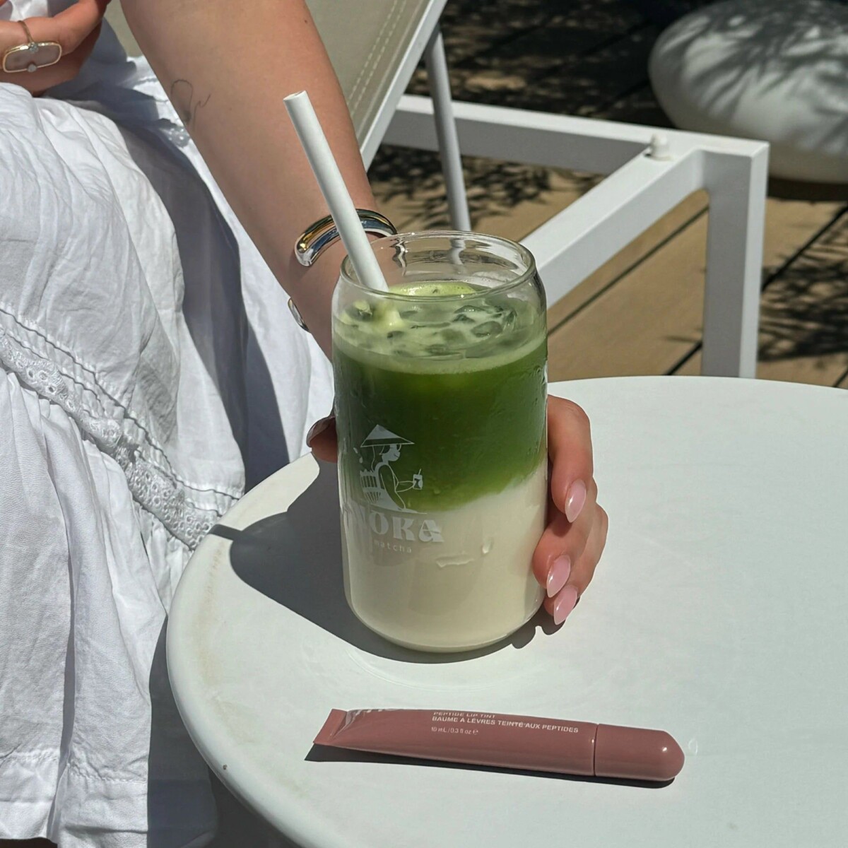 Thé matcha glacé verre