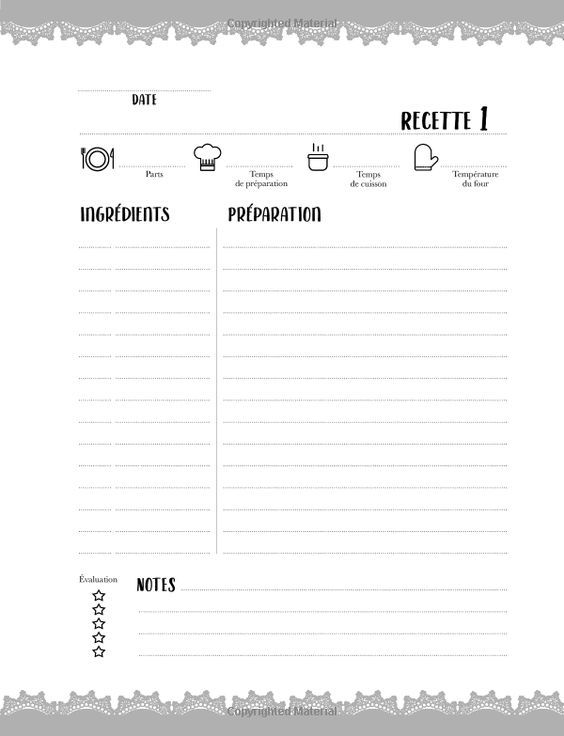 Carnet de notes cuisine chef