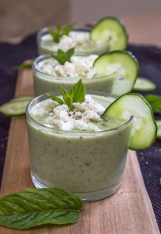 Soupe concombre menthe fraîche