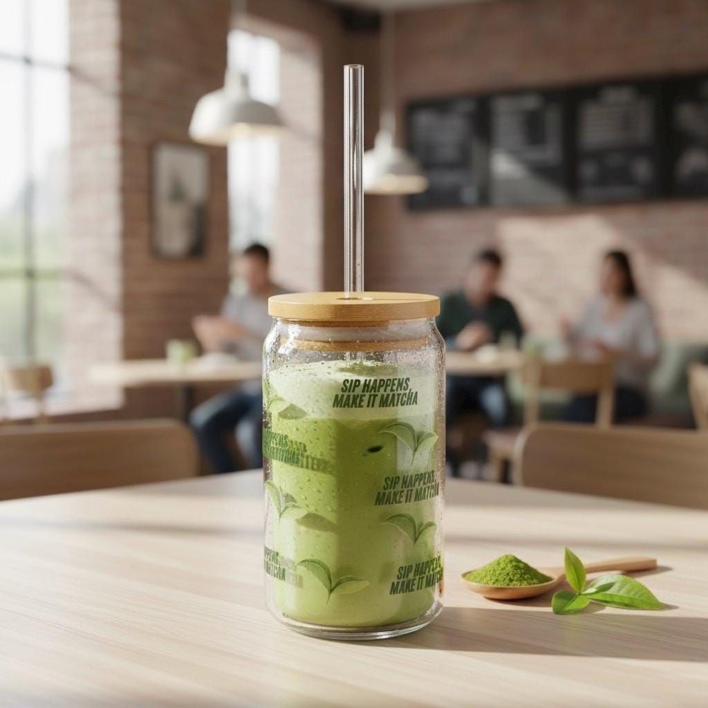Thé matcha glacé verre