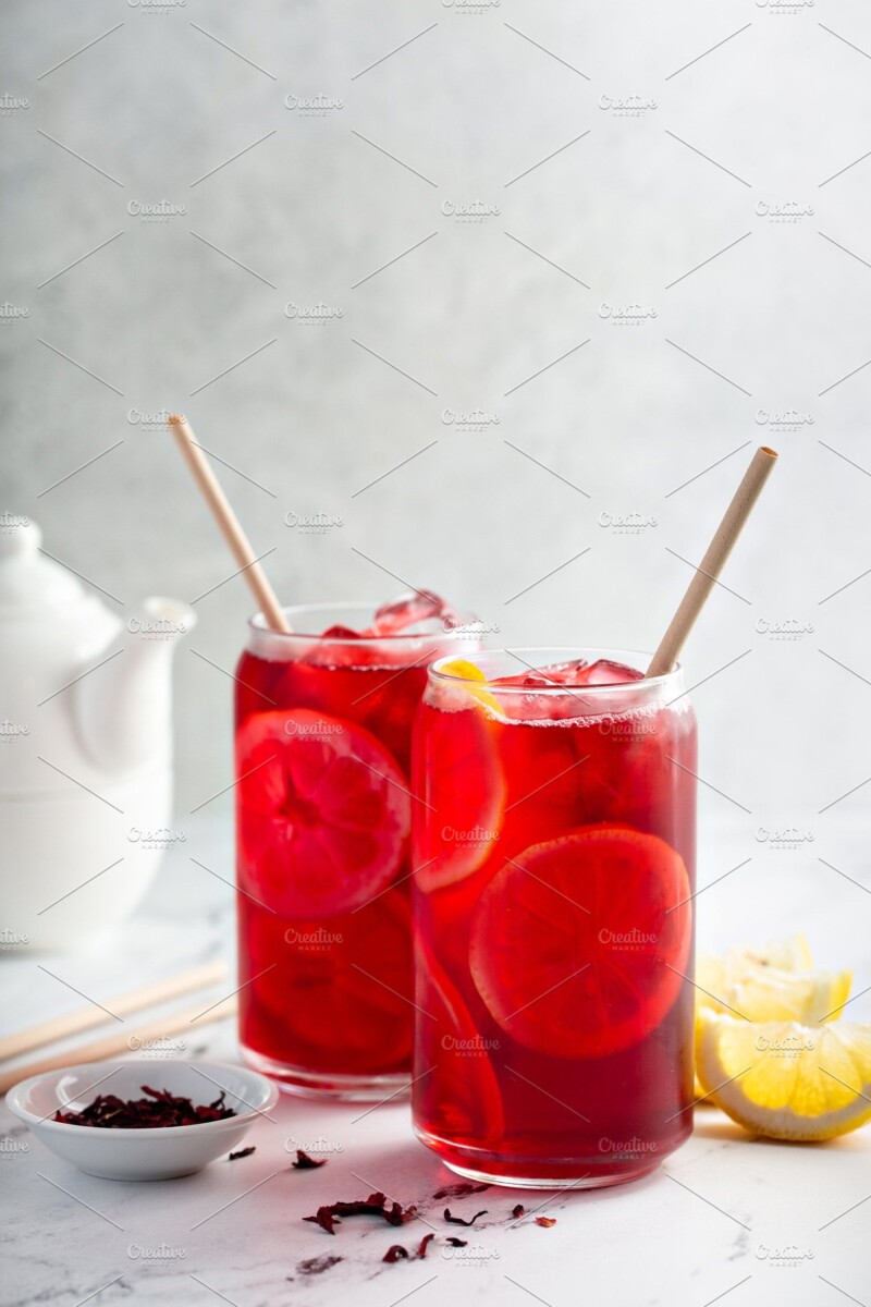 Infusion froide hibiscus rouge
