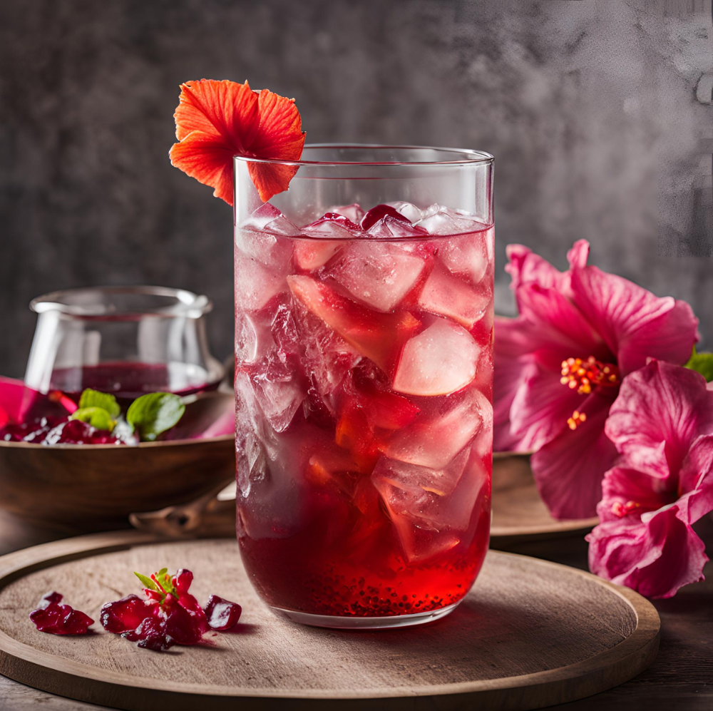 Infusion froide hibiscus rouge