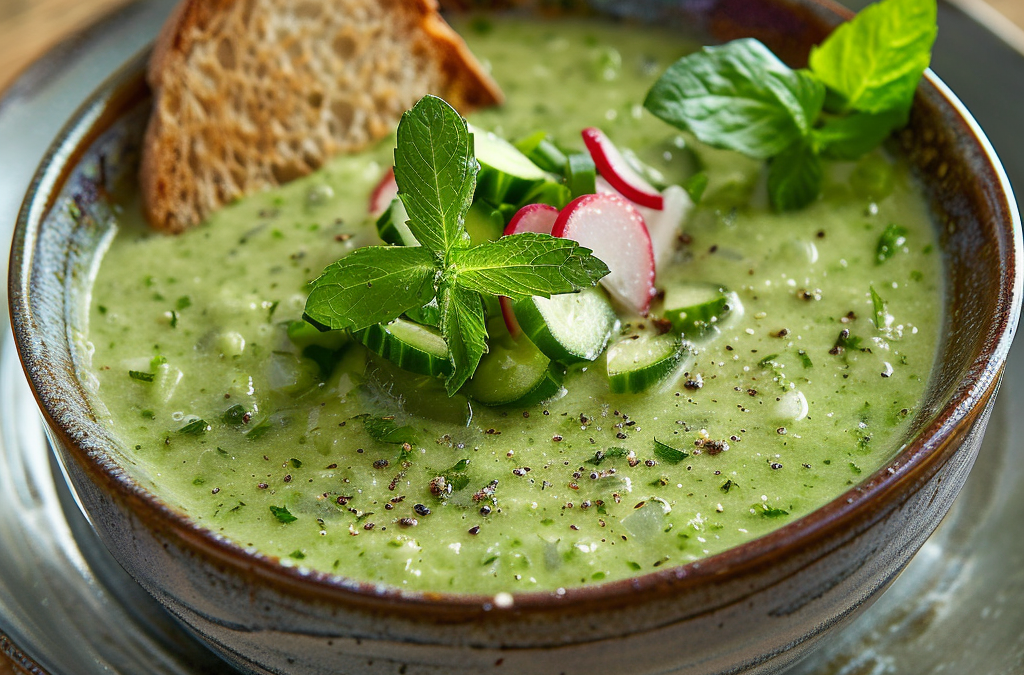 Soupe glacée concombre-menthe : L’équivalent de 150 ml en cl