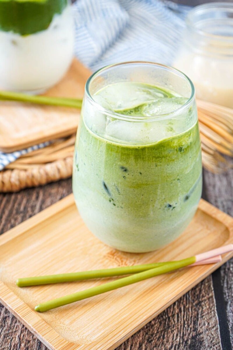 Thé matcha glacé verre
