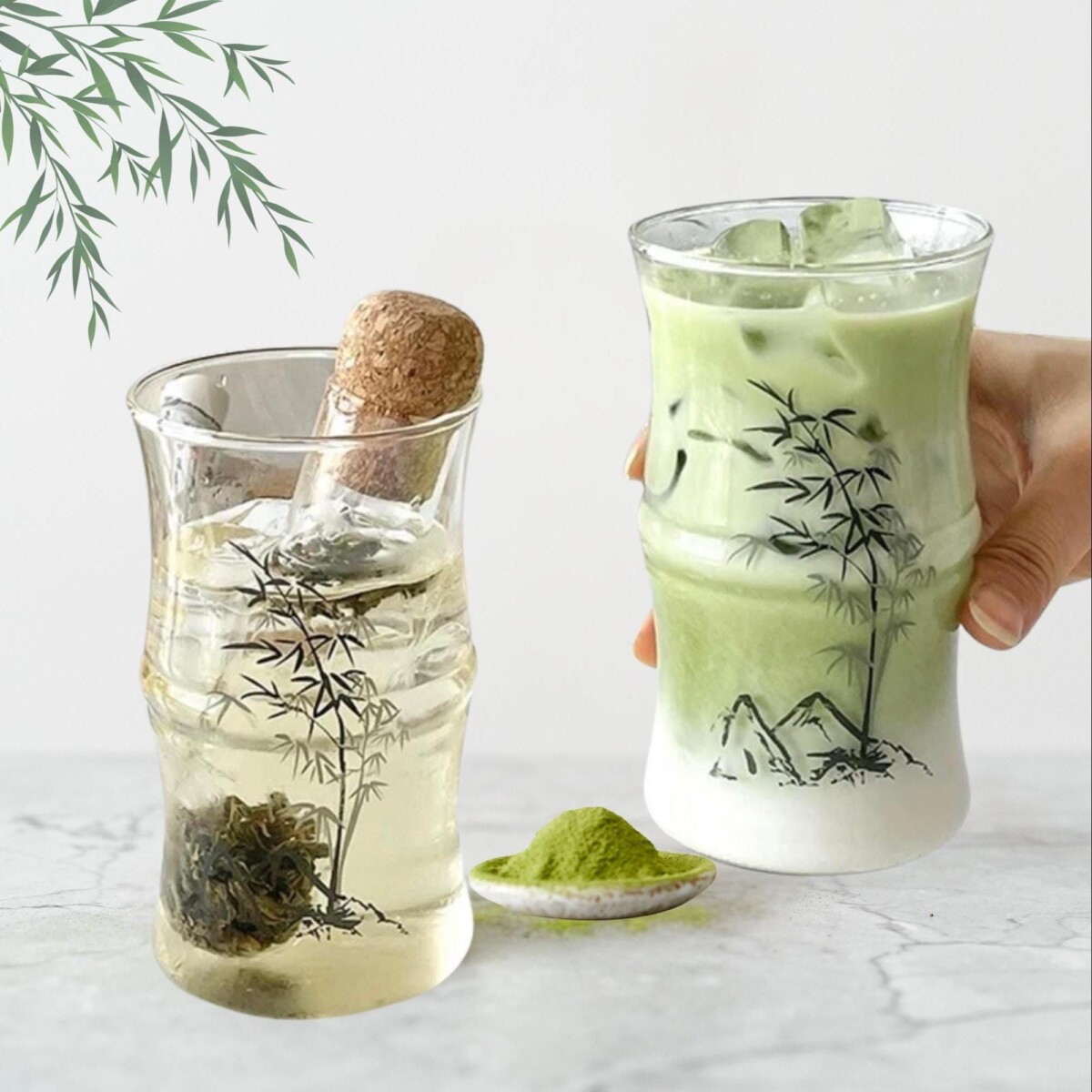 Thé matcha glacé verre