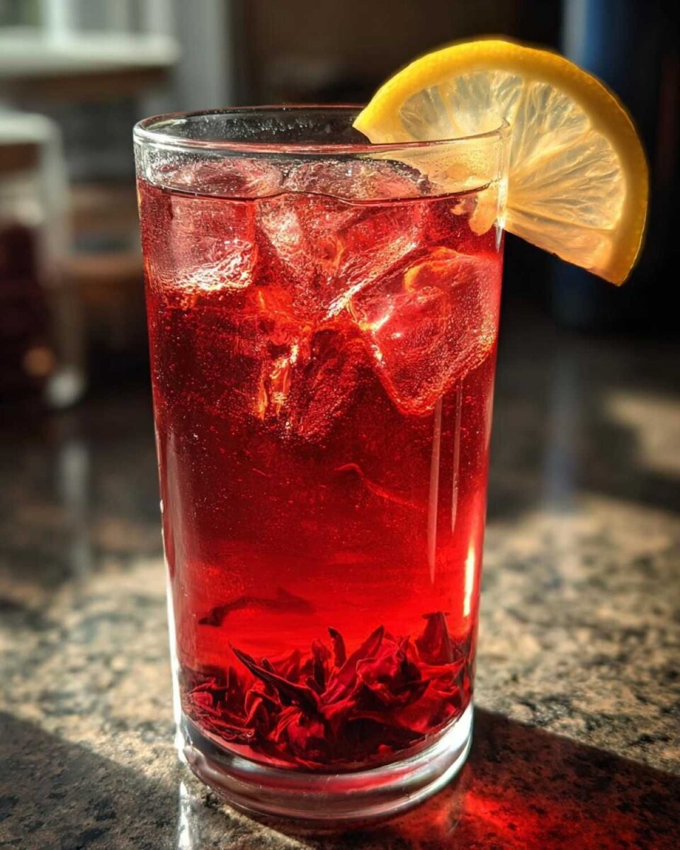 Infusion froide hibiscus rouge