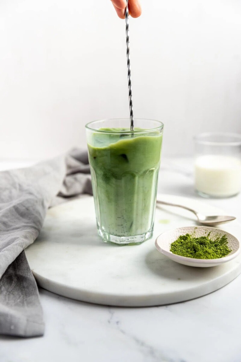 Thé matcha glacé verre