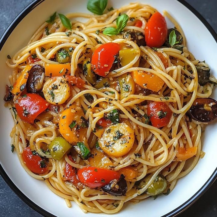 Plat de spaghetti sans viande
